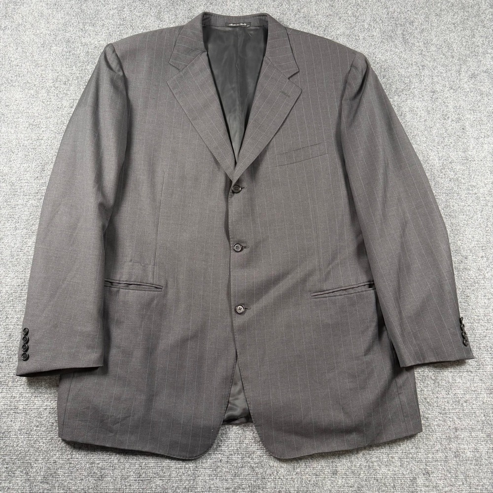 Canali Blazer Jacket Mens 60L Grey Pinstripe Wool 3 Button Made in Italy Luxury